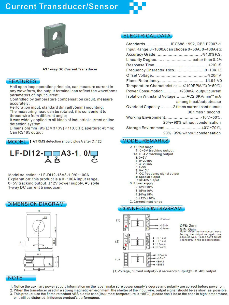 SA3 DC Current Transducer